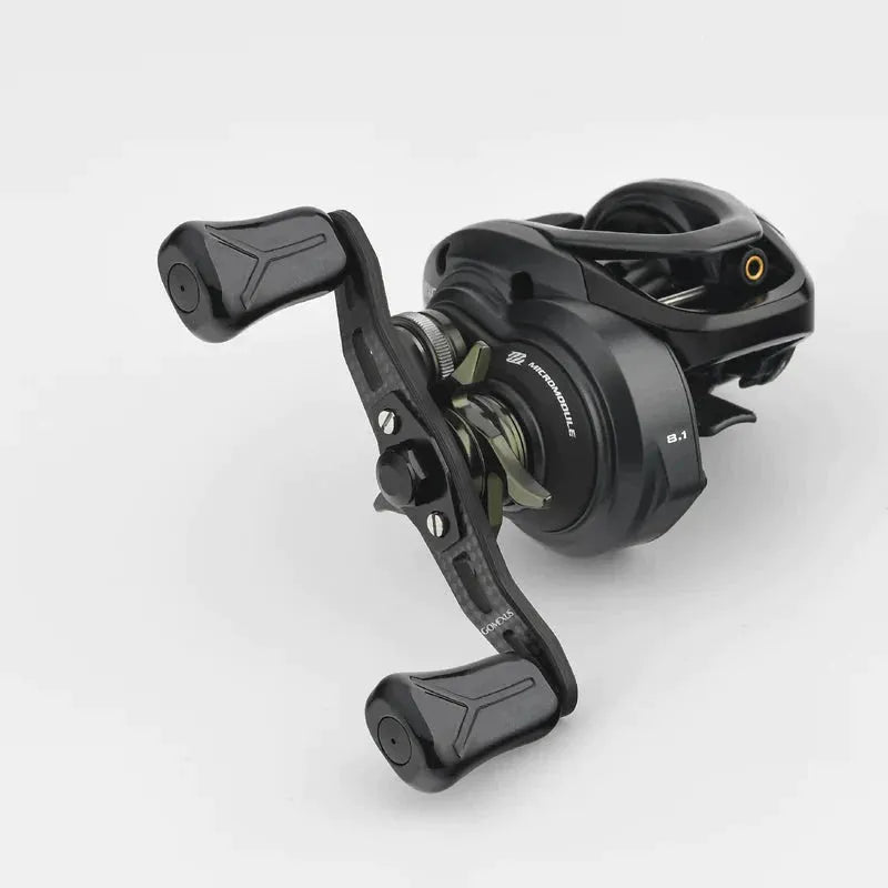 RL - Angelrollentuning - Gomexus 85|95mm Carbon Handle mit 21mm Composite Knobs (7x4mm) - Handle - Weiß - 85 mm -