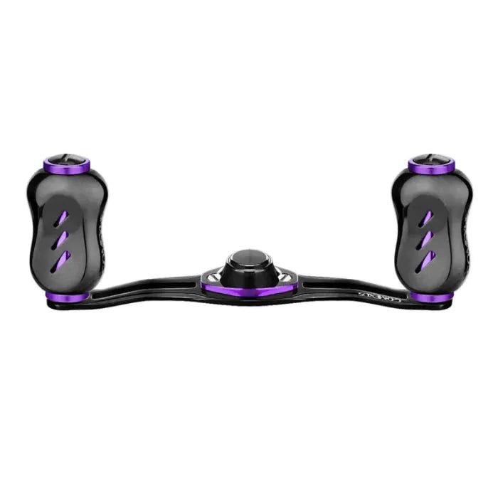 Der Gomexus Kage Titanium Handle mit 22 mm Titanium Knobs (7x4mm) in Lila, mit zwei ergonomischen Knobs und auffälligen violetten Akzenten, ist perfekt für den anspruchsvollen BFS-Angler.