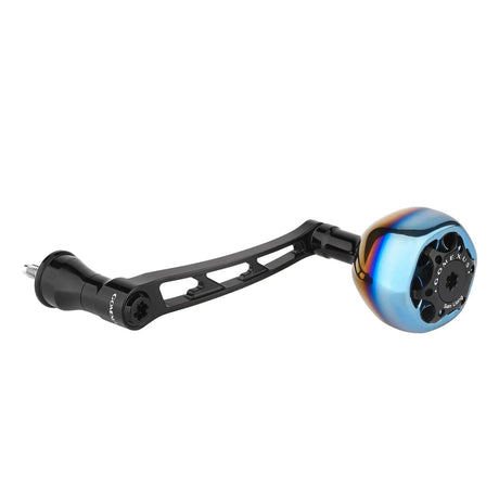 RL - Angelrollentuning - Gomexus Super - Duraluminium - Kurbel 70 mm mit 38 mm Titan Galaxy Knob für Stationärrollen - Handle - Schwarz - 70 mm - Daiwa