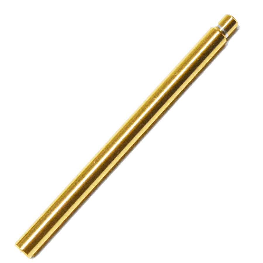 Der goldene Level Wind Shaft für Shimano 22 Aldebaran BFS von Hedgehog Studio hat ein glattes, zylindrisches Design mit einem kleinen, erhabenen Ring, ideal für präzise Schnurverlegung und Tuning, und ist auf weißem Hintergrund abgebildet.