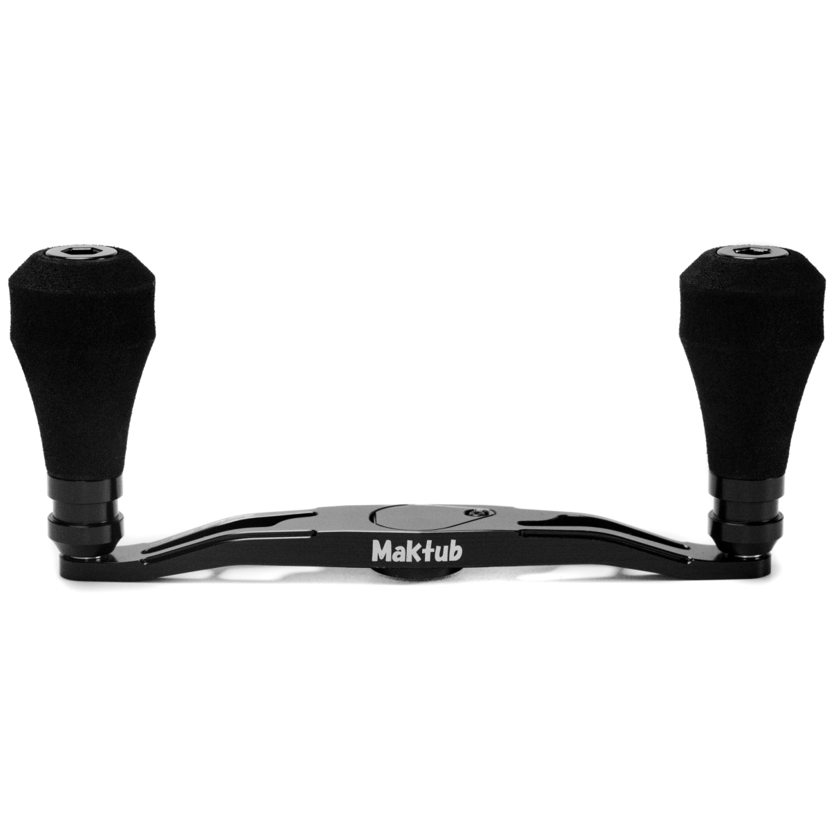 RL - Angelrollentuning - Maktub Power Handle 120 mm aus super Duraluminium mit 26 mm EVA Knobs für Shimano & Daiwa Baitcaster - 7x4 mm -