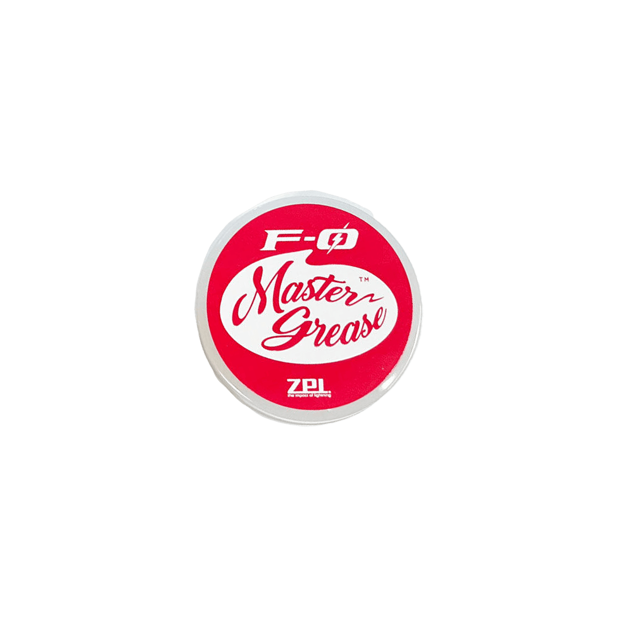 Ein runder Behälter mit rotem Deckel mit der Aufschrift ZPI F-Zero Master Grease | Rollenfett zeigt die Marke ZPI in weißer Schrift und hebt die fortschrittliche Schmierstofftechnologie hervor.