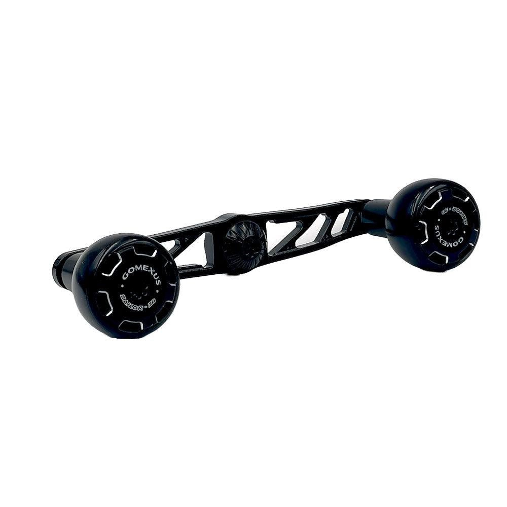 RL - Angelrollentuning - Gomexus Crank 110mm Handle mit 30 mm Sailor Power Knobs (7x4mm) - Handle - Schwarz | Silber -