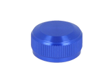 Eine blaue, runde Avail 19 SLX MGL | 20 SLX DC | 21 SLX BFS Aluminium Spool Tension Knob Cap mit strukturiertem Griff, abgebildet auf einem schlichten weißen Hintergrund.