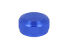 Eine blaue, runde Avail 19 SLX MGL | 20 SLX DC | 21 SLX BFS Aluminium Spool Tension Knob Cap mit strukturiertem Griff, abgebildet auf einem schlichten weißen Hintergrund.