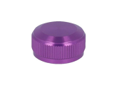Eine kleine, runde, metallische Lila Avail Aluminum Spool Tension Knob Cap mit einer geriffelten Kante für Grip, kompatibel mit 19 SLX MGL, 20 SLX DC und 21 SLX BFS Shimano Rollen, dargestellt auf einem schlichten weißen Hintergrund.