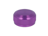 Eine kleine, runde, metallische Lila Avail Aluminum Spool Tension Knob Cap mit einer geriffelten Kante für Grip, kompatibel mit 19 SLX MGL, 20 SLX DC und 21 SLX BFS Shimano Rollen, dargestellt auf einem schlichten weißen Hintergrund.