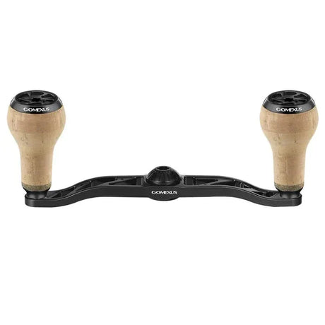 Der Gomexus Crank 100-mm-Griff verfügt über 27-mm-Korkknöpfe (7 x 4 mm) für einfachen Halt und Kontrolle, ein leichtes, ausgeschnittenes Aluminiumdesign und das Gomexus-Branding auf den Knöpfen und dem Mittelteil.