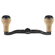 A Gomexus Kurbel 100mm Handgriff mit 27 mm Kork-Knobs (8x5mm) in Schwarz mit zwei hellbraunen Kork-Knobs, abgebildet vor weißem Hintergrund.