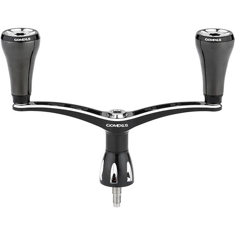 Die Gomexus Doppelkurbel 98–82 mm mit T20-Knöpfen, hergestellt aus 7075 Aluminiumlegierung mit Titan-Power-Knöpfen, verfügt über das Gomexus-Logo auf der Kurbel und den Knöpfen und ist mit Shimano-Angelrollen kompatibel.