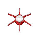 Eine rote Gomexus Sternbremse 60 mm für Shimano mit sechs Aluminiumzinken und einem runden Zentrum mit einem Flaschenöffner aus Metall, dargestellt auf weißem Hintergrund.