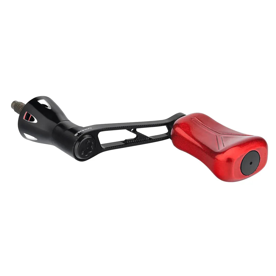 Der 35-mm-Griff Gomexus Super Duralumin mit einem 21-mm-Verbundknauf verfügt über einen schwarzen Arm aus Kohlefaser und einen roten ergonomischen Griff auf weißem Hintergrund.