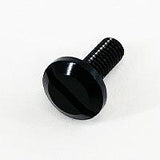 Auf einem schlichten weißen Hintergrund ist eine schwarze, geschlitzte Rundkopfschraube zu sehen – die Hedgehog Studio Extra Super Duralumin Schraube für Schnurlaufröllchen – entworfen für SHIMANO/DAIWA Spinnrollen von Hedgehog Studio.