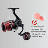 RL - Angelrollentuning - Gomexus Aluminium Handle 57 mm mit 35 mm Power Knob für Shimano Spinnrollen | Lock - Type Kurbelarm Upgrade - Rot - 