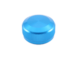 Die Avail Hell Blau Aluminum Spool Tension Knob Cap für 19 SLX MGL, 20 SLX DC und 21 SLX BFS ist rund mit einer glatten Oberseite und strukturierten Seiten für mehr Griffigkeit, dargestellt auf einem schlichten weißen Hintergrund.