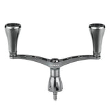 Der Gomexus Doppelgriff 98-82 mm mit T20-Knöpfen für Shimano mit zwei ergonomischen Griffen und einer robusten Basis aus 7075-Aluminium ist auf weißem Hintergrund abgebildet.
