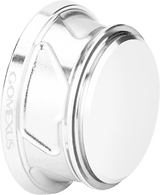 Eine Nahaufnahme der Gomexus Griff-Schraubkappe für Daiwa- und Shimano-Rollen zeigt ihr metallisch-silbernes Finish, die „GOMEXUS“-Gravur, die glatte Oberseite und den eingedrückten, strukturierten Seitengriff. Passend für Rollen der Größe 2000-5000er.