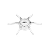 Die Gomexus Sternbremse 60 mm für Shimano Antares 19 ist ein silbernes Metallzubehör mit sechs gebogenen Armen um eine zentrale Nabe für perfekten Halt. Abbildung auf weißem Hintergrund. Marke: Gomexus.