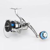 RL - Angelrollentuning - Gomexus Super - Duraluminium - Kurbel 70 mm mit 38 mm Titan Galaxy Knob für Stationärrollen - Handle - Silber - 70 mm - Daiwa