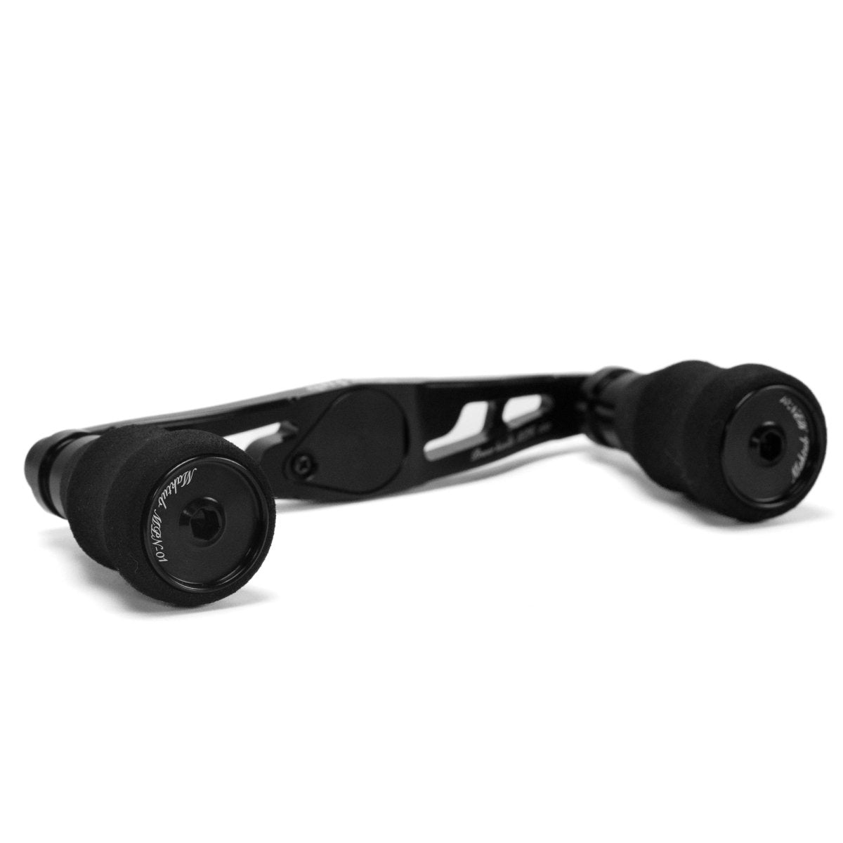 RL - Angelrollentuning - Maktub Power Handle 100 mm aus super Duraluminium mit 25 mm EVA Knobs für Shimano & Daiwa Baitcaster - 7x4 mm - 