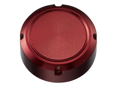 Ein rundes, durchgehend rotes RL-TNG-Teil aus dem SLP Works 24 Steez SV TW Color Kit von RL-Angelrollentuning mit einer flachen Oberseite und kleinen Randkerben, abgebildet auf Weiß – kompatibel mit Steez SV TW-Rollen.