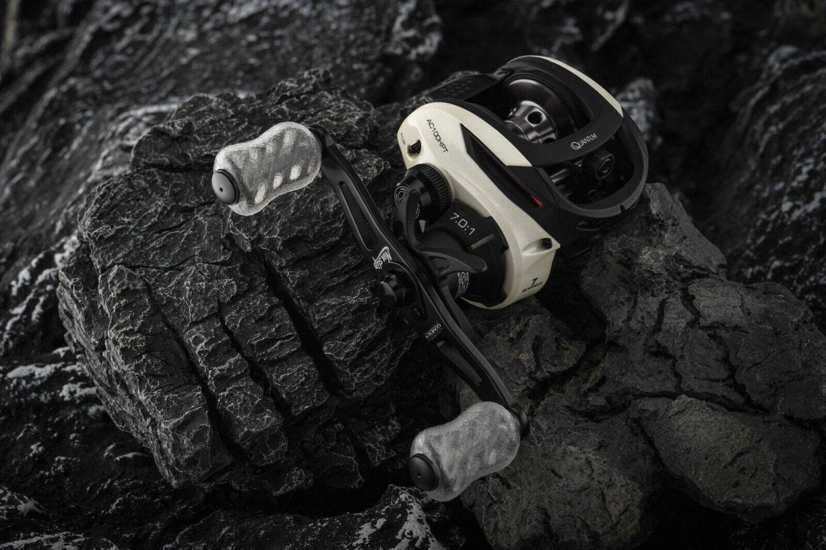 RL - Angelrollentuning - Gomexus Baitcasting Aluminium 100mm Handle mit 20mm Finesse Touch Knobs (8x5mm) - Handle - Schwarz - 100 mm - 